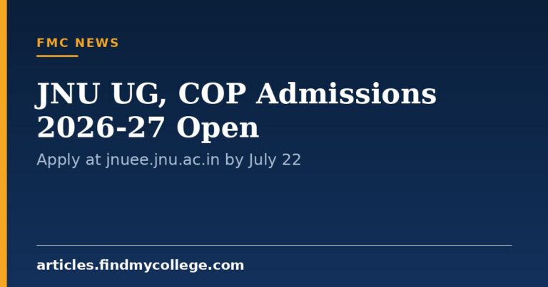 JNU UG, COP Admissions 2026-27 Open: Apply at jnuee.jnu.ac.in by July 22