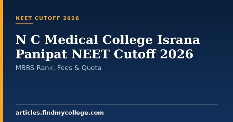 N C Medical College Israna Panipat NEET Cutoff 2026: MBBS Rank, Fees & Quota