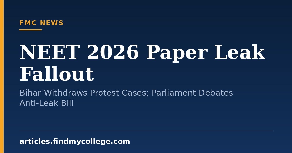 NEET 2026 Paper Leak Fallout: Bihar Withdraws Protest Cases; Parliament Debates Anti-Leak Bill
