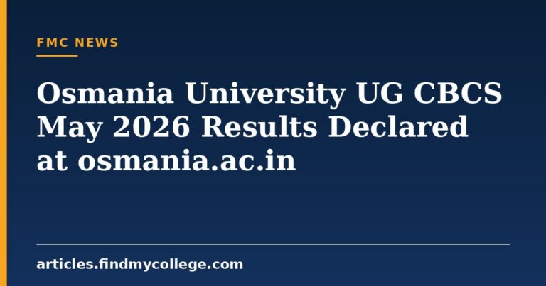 Osmania University UG CBCS May 2026 Results Declared at osmania.ac.in