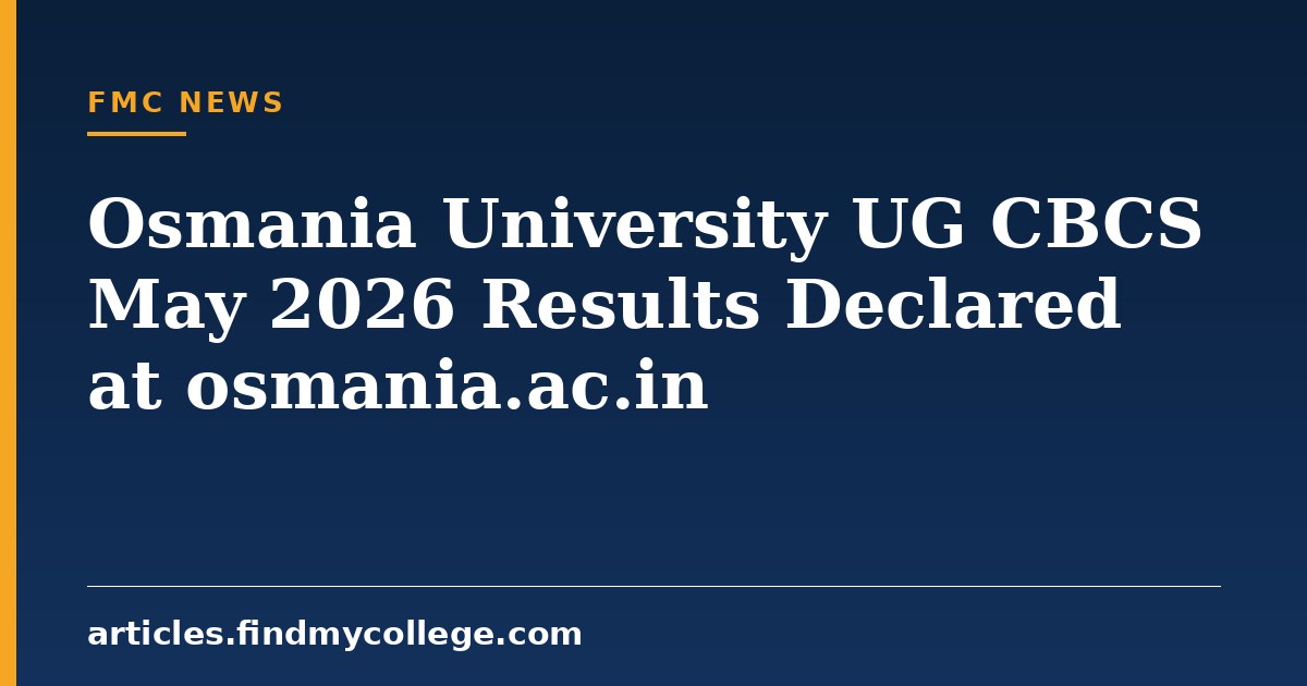 Osmania University UG CBCS May 2026 Results Declared at osmania.ac.in