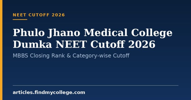 Phulo Jhano Medical College Dumka NEET Cutoff 2026: MBBS Closing Rank & Category-wise Cutoff