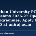 Rajasthan University PG Admissions 2026-27 Open for 28 Programmes; Apply by July 15 at uniraj.ac.in