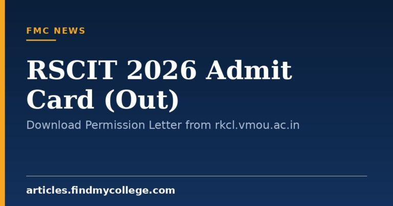 RSCIT 2026 Admit Card (Out): Download Permission Letter from rkcl.vmou.ac.in
