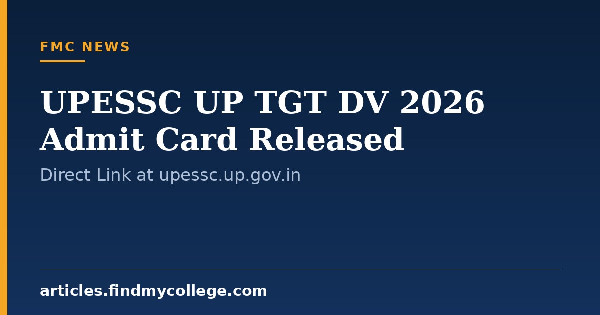 UPESSC UP TGT DV 2026 Admit Card Released: Direct Link at upessc.up.gov.in