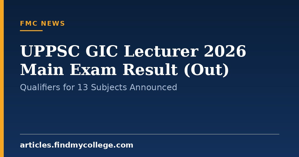 UPPSC GIC Lecturer 2026 Main Exam Result (Out): Qualifiers for 13 Subjects Announced