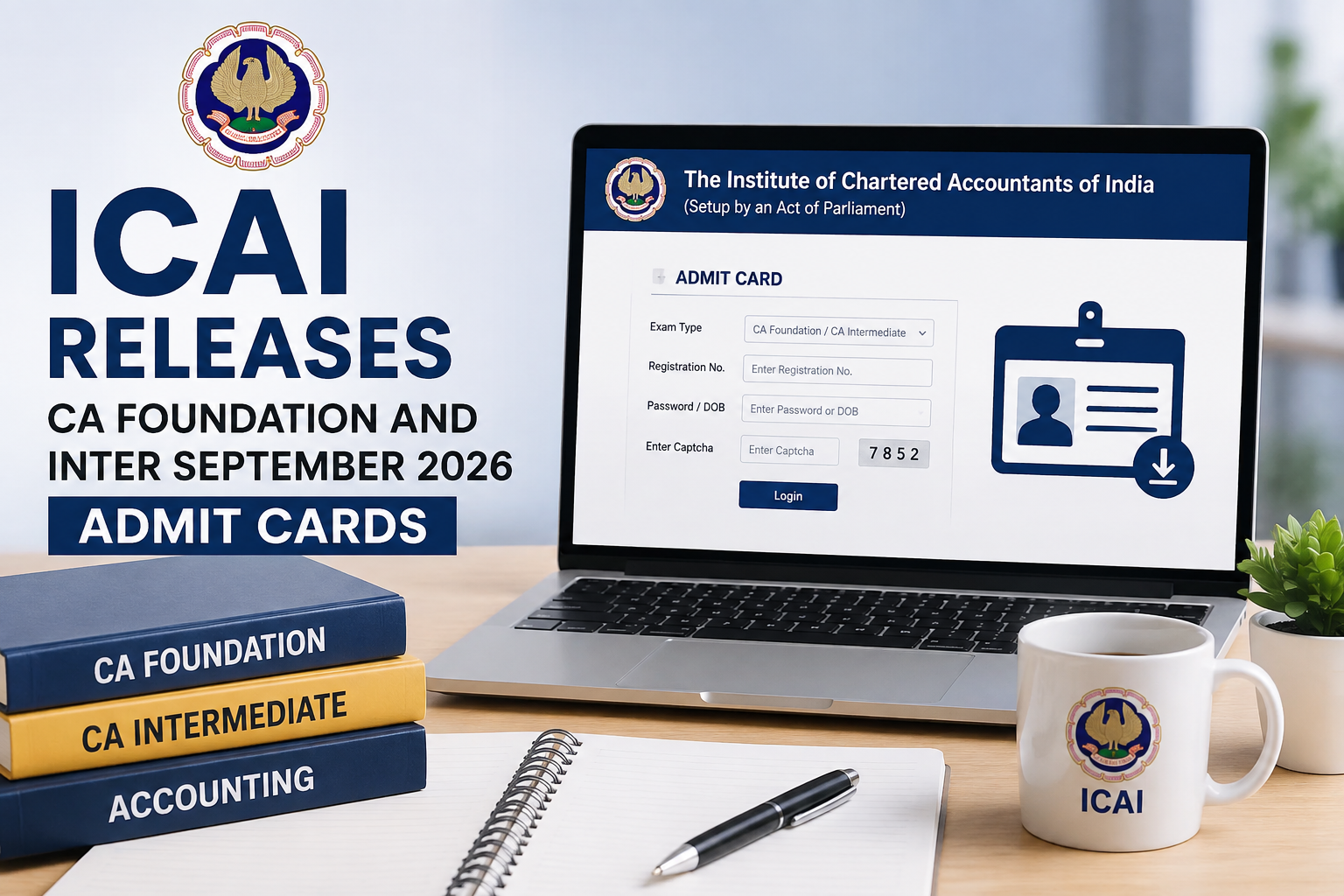 ICAI Releases CA Foundation and Inter September 2026 Admit Cards: