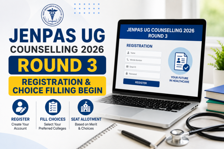 JENPAS UG Counselling 2026 Round 3 Registration & Choice Filling Begins