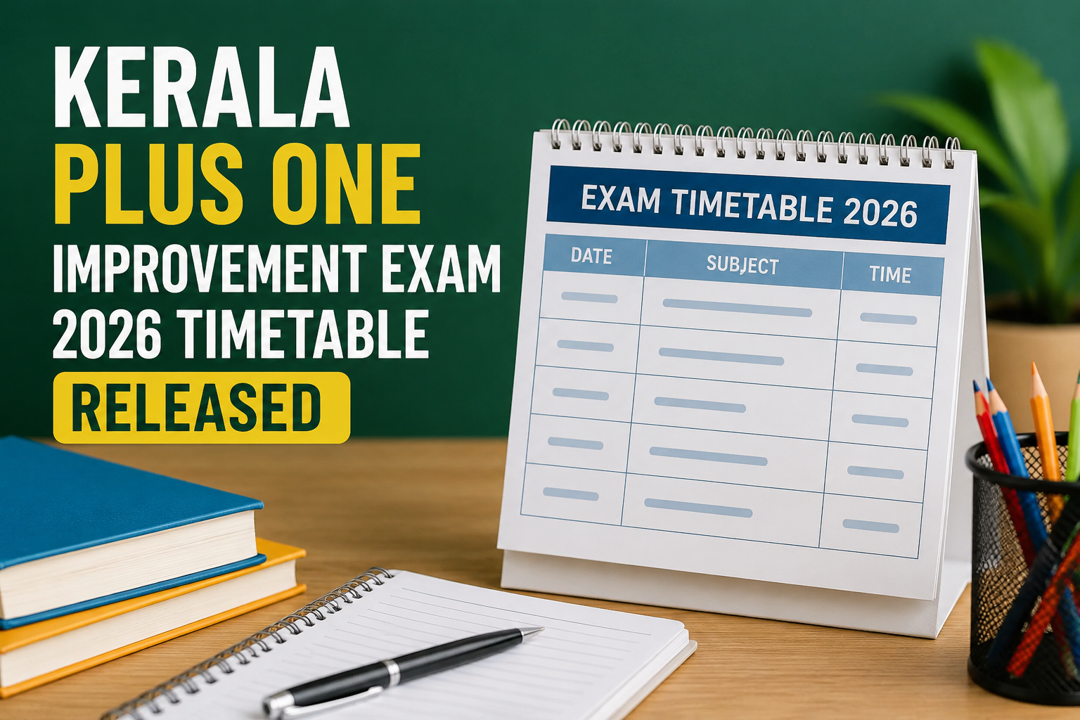 Kerala Plus One Improvement Exam 2026 Timetable Released