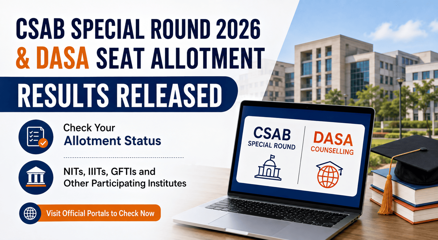 CSAB Special Round 2026 and DASA Seat Allotment Results Released
