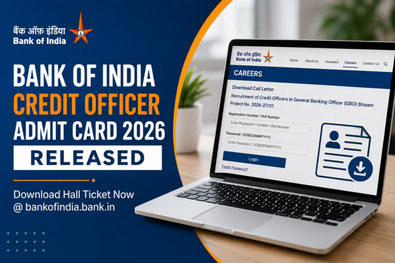 Bank of India Credit Officer Admit Card 2026 Released