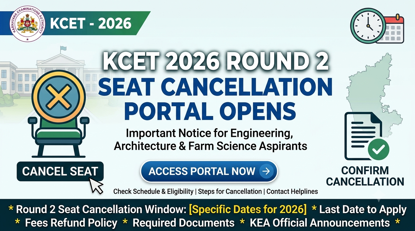 KCET 2026 Round 2 Seat Cancellation Portal Open
