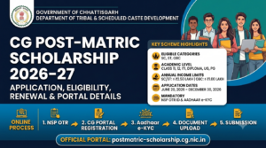 CG Scholarship 2026: Post-Matric Application, Eligibility & Portal Details