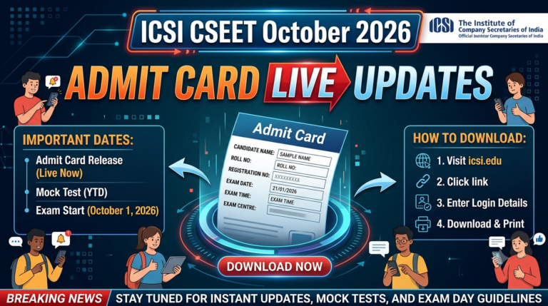 ICSI CSEET October 2026 Admit Card