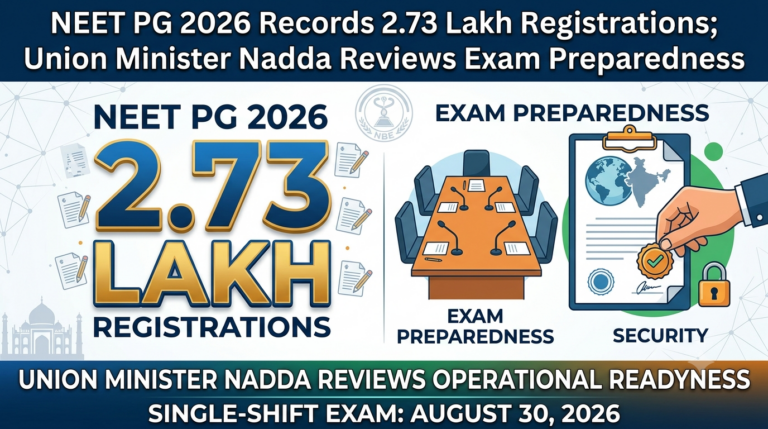 NEET PG 2026 Records 2.73 Lakh Registrations; Union Minister Nadda Reviews Exam Preparedness