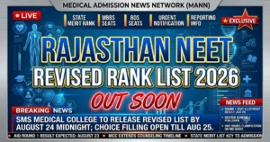 Rajasthan NEET Revised Rank List Update 2026