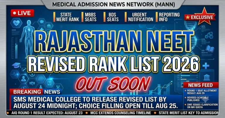 Rajasthan NEET Revised Rank List Update 2026