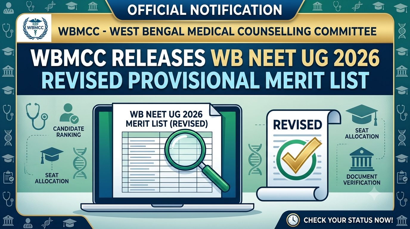 WBMCC Releases WB NEET UG 2026 Revised Provisional Merit List
