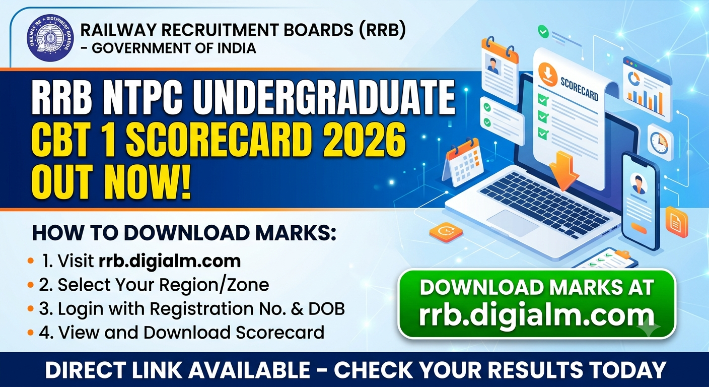 RRB NTPC Undergraduate CBT 1 Scorecard 2026