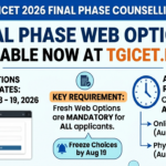 TGICET 2026 Final Phase Web Options Available at tgicet.nic.in; Allotment by August 22