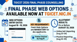 TGICET 2026 Final Phase Web Options Available at tgicet.nic.in; Allotment by August 22