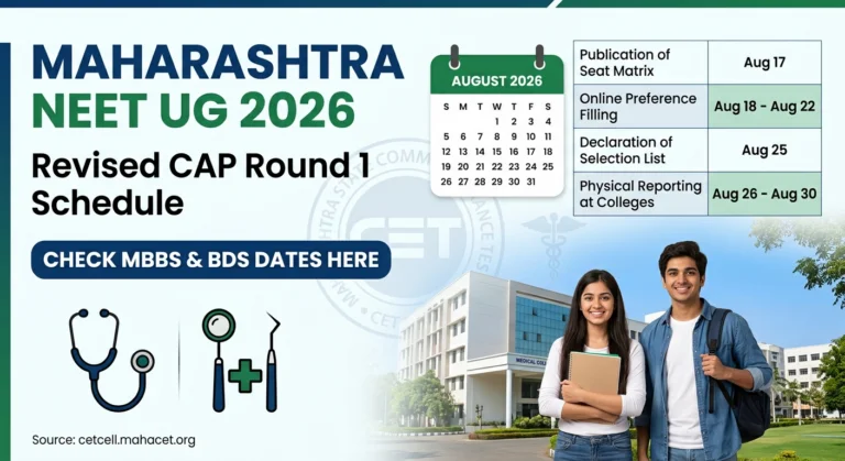 Maharashtra NEET UG 2026 CAP Round 1 Schedule Revised
