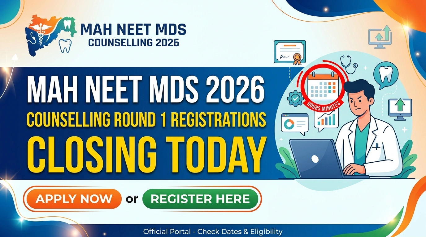 MAH NEET MDS 2026 Round 1 Counselling Registration Closing Today