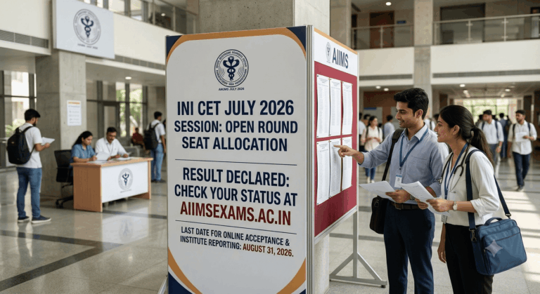 INI CET Open Round Seat Allotment Result Declared