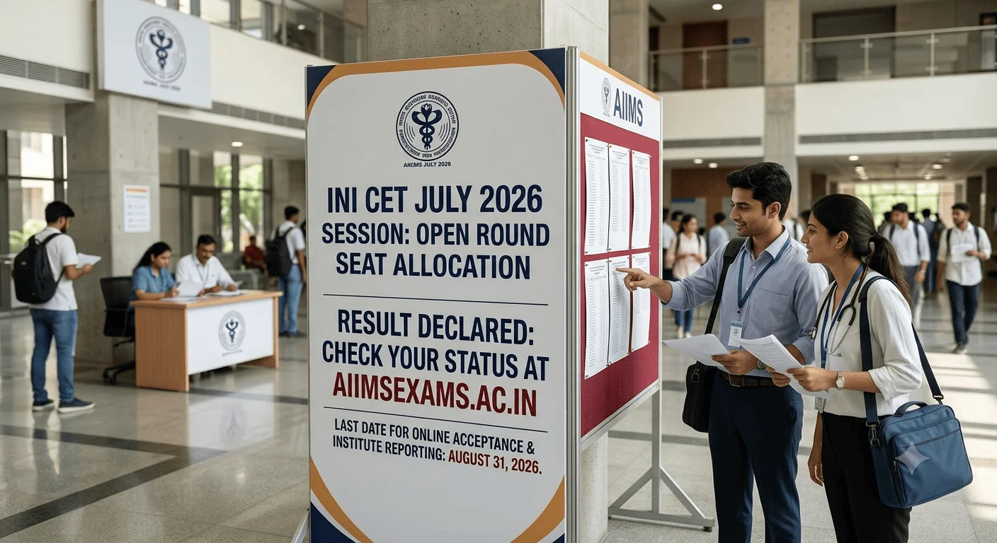 INI CET Open Round Seat Allotment Result Declared