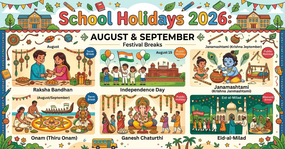 School Holidays August & September 2026