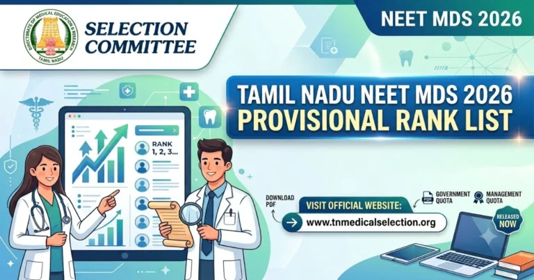 Tamil Nadu NEET MDS Provisional Rank List