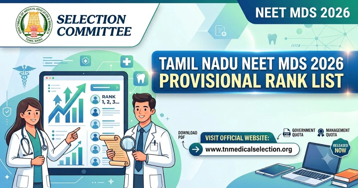 Tamil Nadu NEET MDS Provisional Rank List