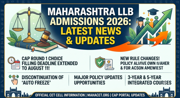 Maharashtra Law Admissions 2026: CET Cell Extends CAP Round 1 Choice Filling