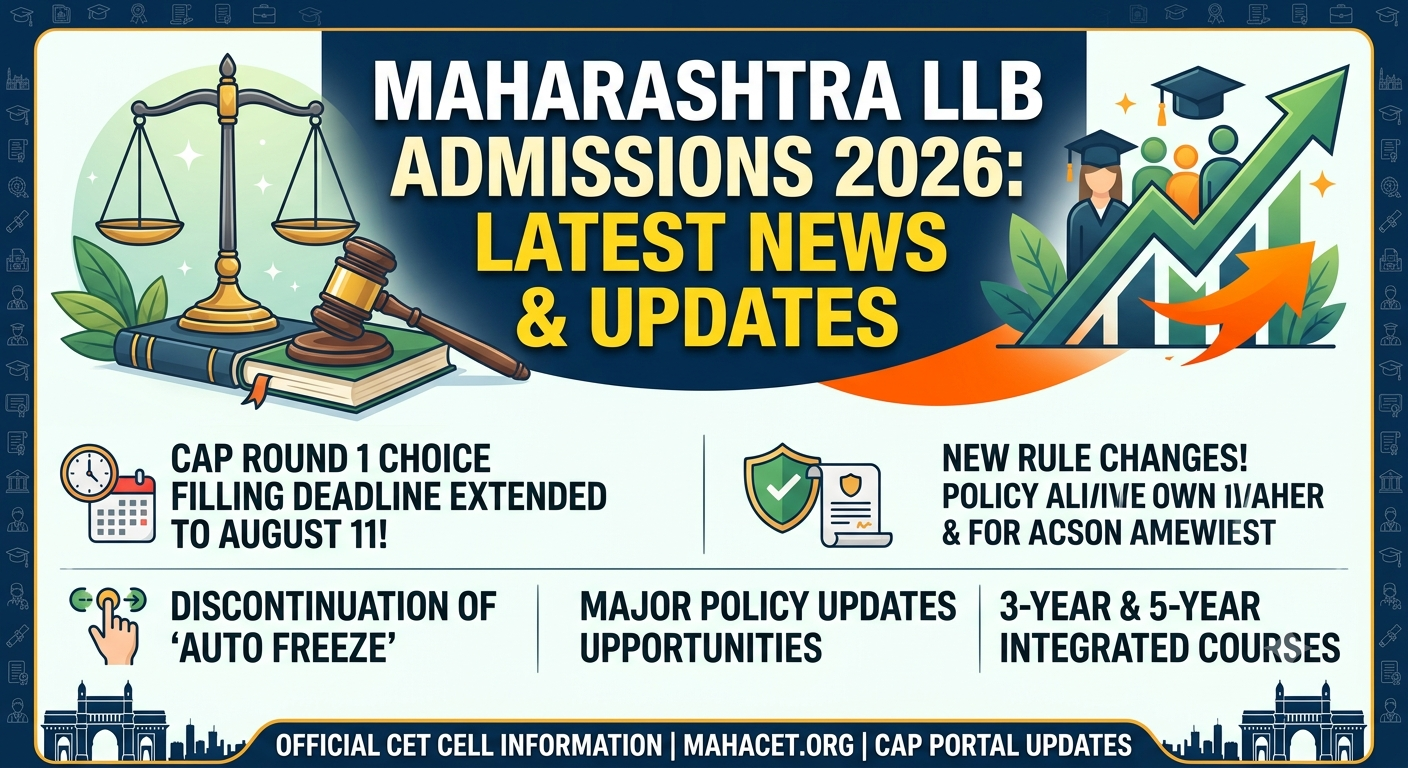 Maharashtra Law Admissions 2026: CET Cell Extends CAP Round 1 Choice Filling
