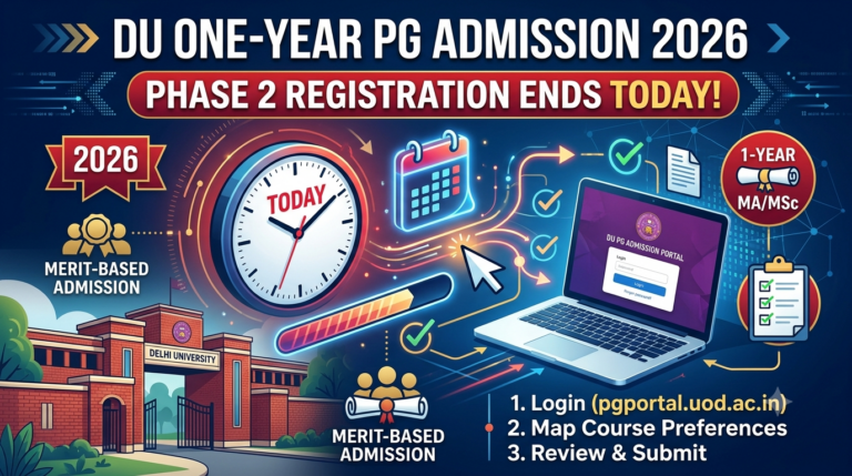 Delhi University One-Year PG Admission 2026 Phase 2 Registration Ends Today