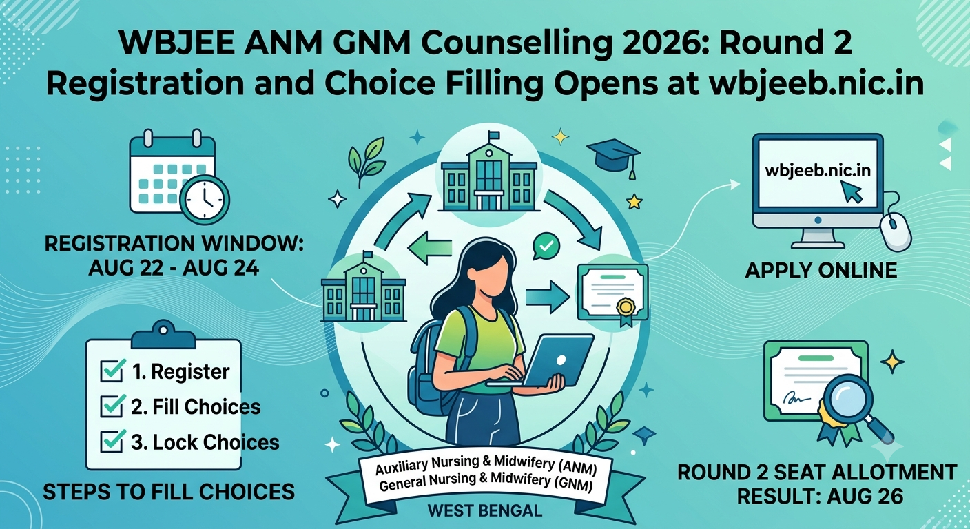 WBJEE ANM GNM Counselling 2026: Round 2 Registration and Choice Filling Opens