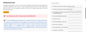 Official Notification at https://ccmt.admissions.nic.in/