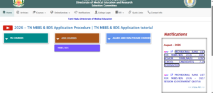 Official Notification at tnmedicalselection.net
