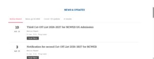 Official Notification on DU NCWEB Portal