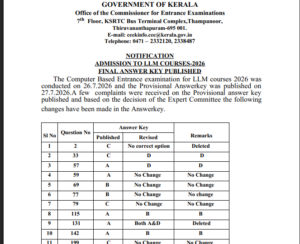 Official Notification by cee.kerala.gov.in
