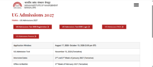 IIM Bangalore UG Admissions 2027 Schedule