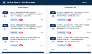 Official Notification at KNRUHS Portal