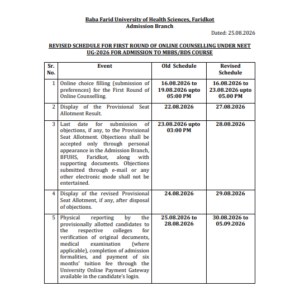 Official Notice released by BFUHS