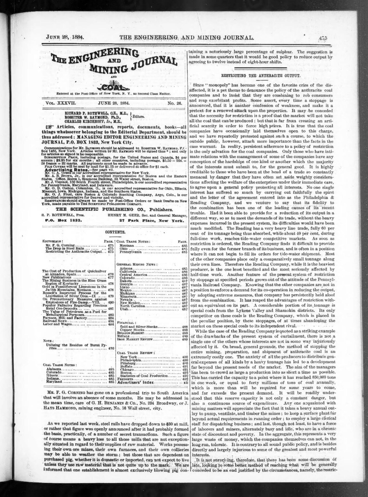 The Engineering and Mining Journal 1884-06-28- Vol 37 Iss 26 (IA sim engineering-and-mining-journal 1884-06-28 37 26).pd
