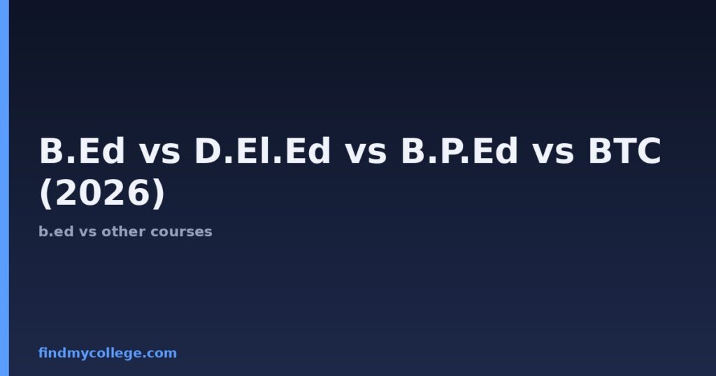 B.Ed vs D.El.Ed vs B.P.Ed vs BTC (2026): Which is Better?