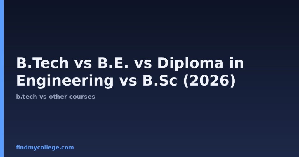 B.Tech vs B.E. vs Diploma in Engineering vs B.Sc (2026): Which is Better?
