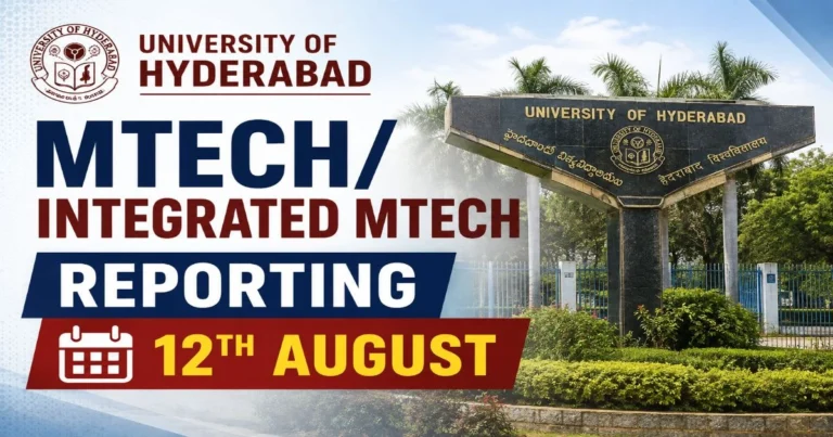 University of Hyderabad MTech/Integrated MTech Reporting