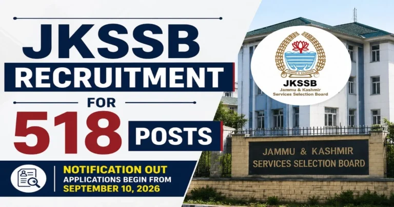 JKSSB Recruitment 2026 Opens for 518 Posts