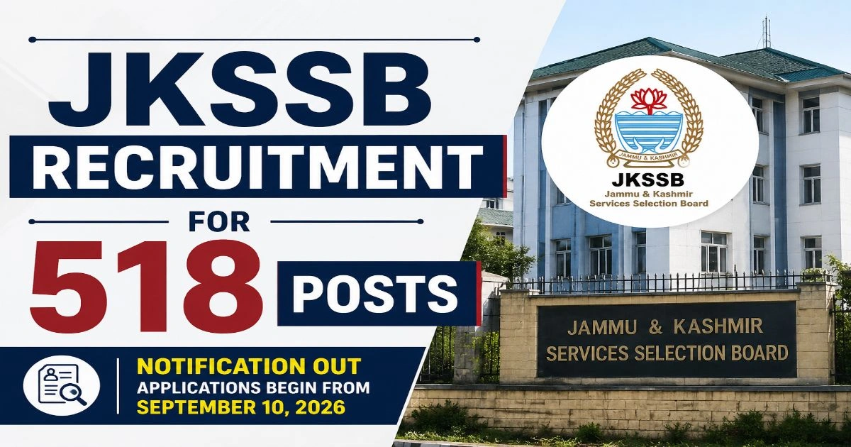 JKSSB Recruitment 2026 Opens for 518 Posts