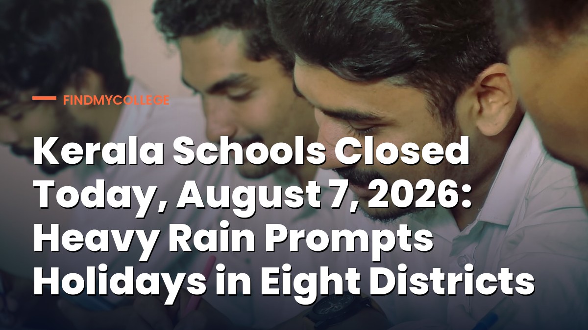 Kerala Schools Closed Today, August 7, 2026: Heavy Rain Prompts Holidays in Eight Districts